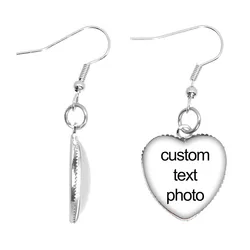 CUSTOM PHOTO HEART Shape Drop Earrings Custom Photo Drop Earrings Personalized Glass Dome Jewelry Women Girls Customized New