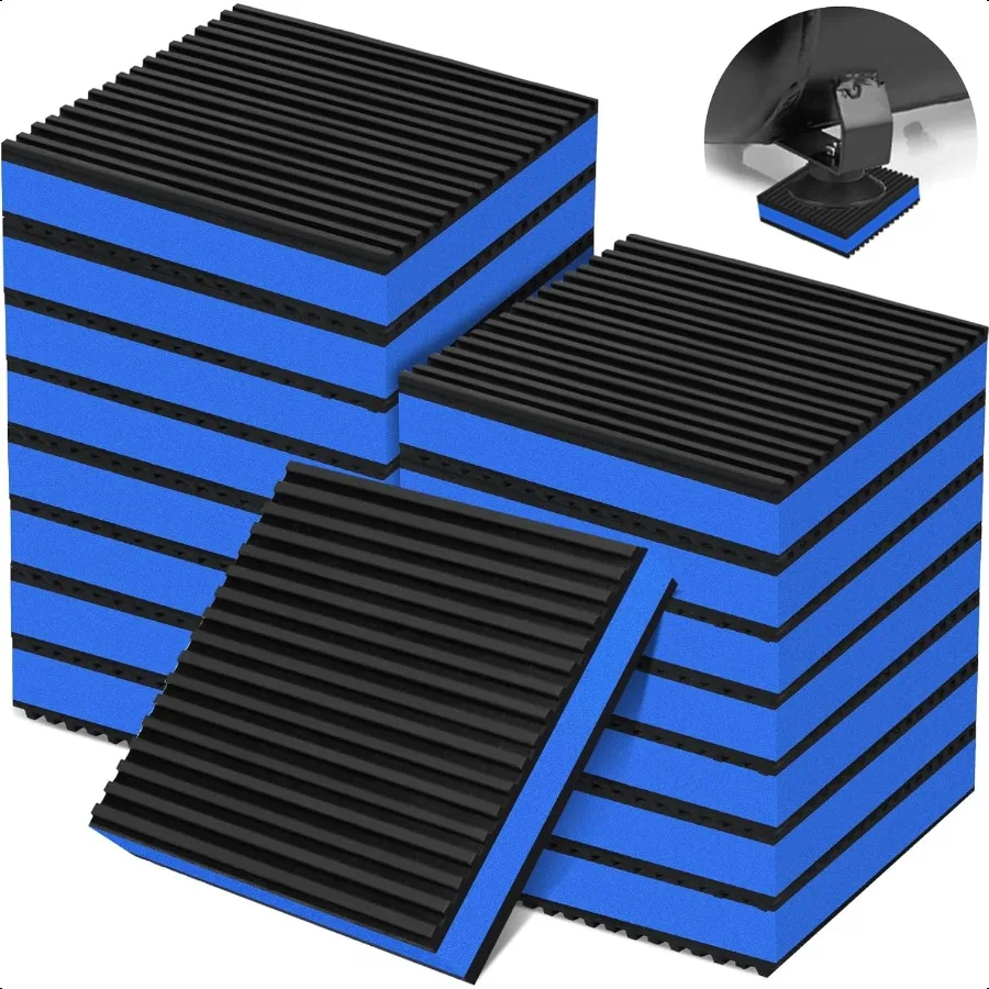 16 Pack Anti Vibration Pads 4" X 4" X 7 8" Sound Isolation Ribbed Rubber Mats with EVA Center Heavy Duty Vibration Isolation Pa