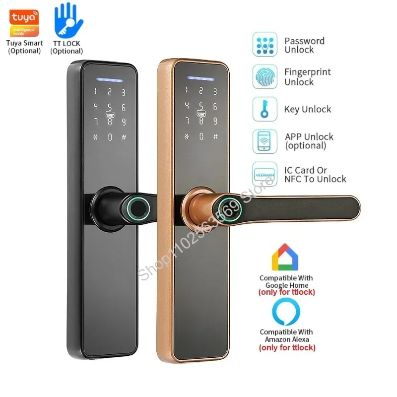 Tuya Smart Lock TTlock Electronic Lock Indoor Wooden Door Fingerprint Locks Password Finger Print IC Card APP Key Remote Unlock