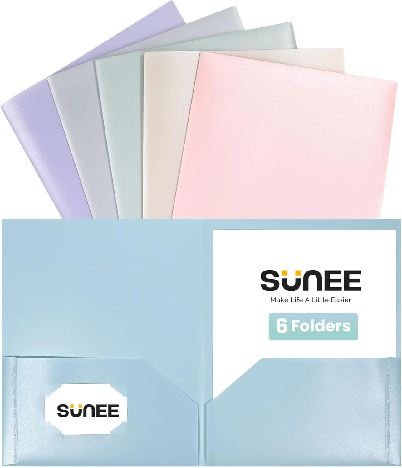 

Pastel Plastic Folders with Pockets (6 Pack), Poly Document Holders for Letter Size, Home, School, Office Use