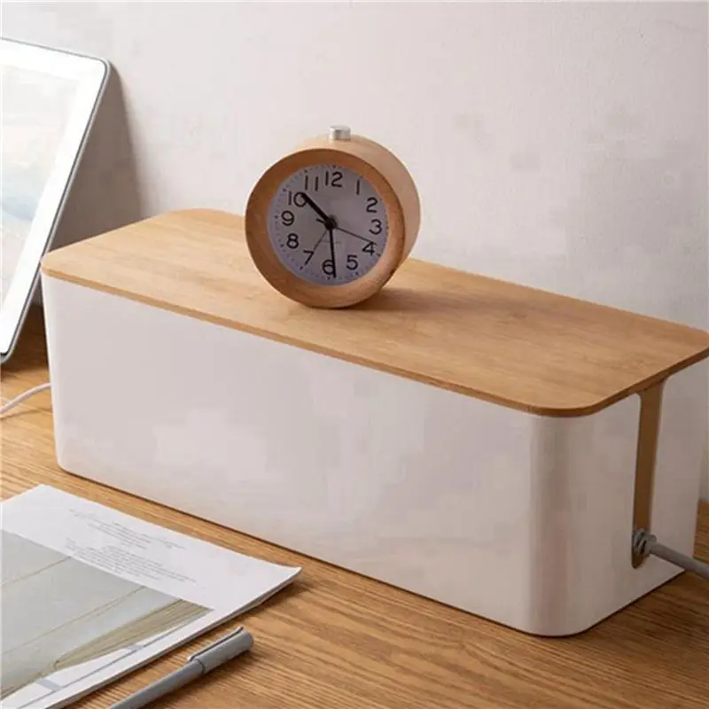 2X Cable Storage Box Power Socket Organizer Cable Tidy Storage Box Network Line Storage Bin Wire Management -F-Y18A