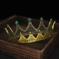 Vintage Crystal  Queen King Tiara Crown Wedding Pageant Prom Headpiece Men Hair Ornaments Wedding Hair Jewelry Accessories
