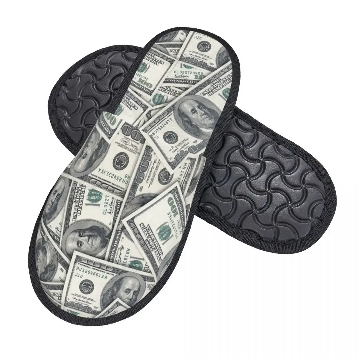 Winter Slipper Woman Man Fluffy Warm Slippers US Dollar Currency Money Pattern House Slippers Shoes