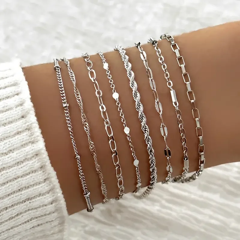 11Pcs/Set Boho Twist Chain Bracelets Set for Women Vintage Punk Gold Color Adjustable Cuban Link Bracelet Fashion Jewelry Gifts