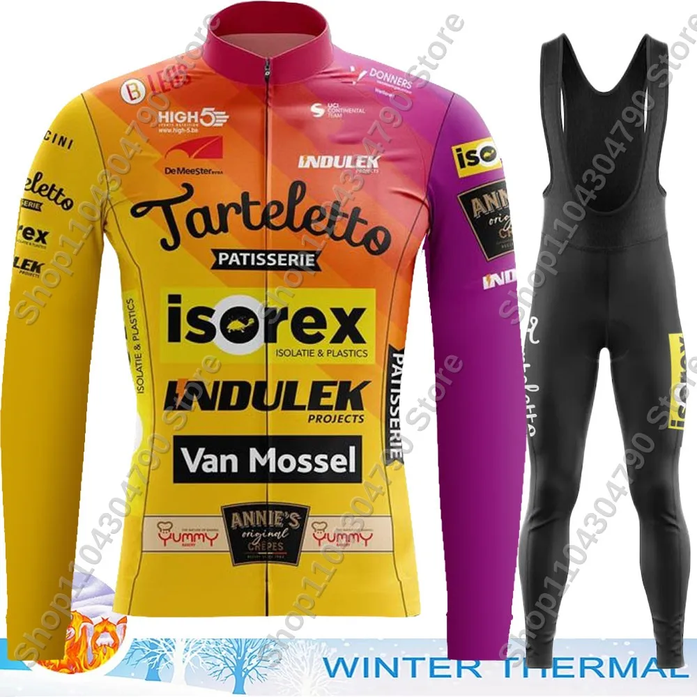 

Winter Tarteletto Isorex 2025 belgium Team Cycling Jersey Set Long Sleeve Thermal Fleece Clothing Road Race Bike Jacket Suit MTB