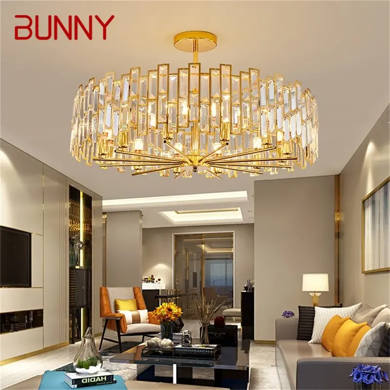 

BUNNY Gold Chandelier Fixtures Modern Branch Crystal Pendant Lamp Light Home LED for Dining Room Decoration