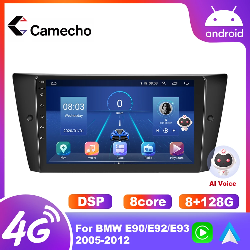 Camecho For BMW 3 Series E90 E91 E92 E93 128G Car Multimedia video player GPS Navigation Support carplay Android Auto camera