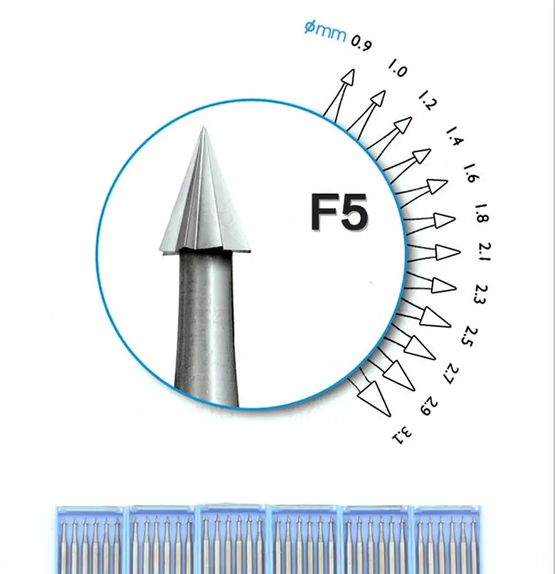 Diy 6Pcs/Box  pointed Burs for Gem Setting,Dental Drill Bur for Jewelry Polishing & Engraving Tools Set jeweler\'s Tool