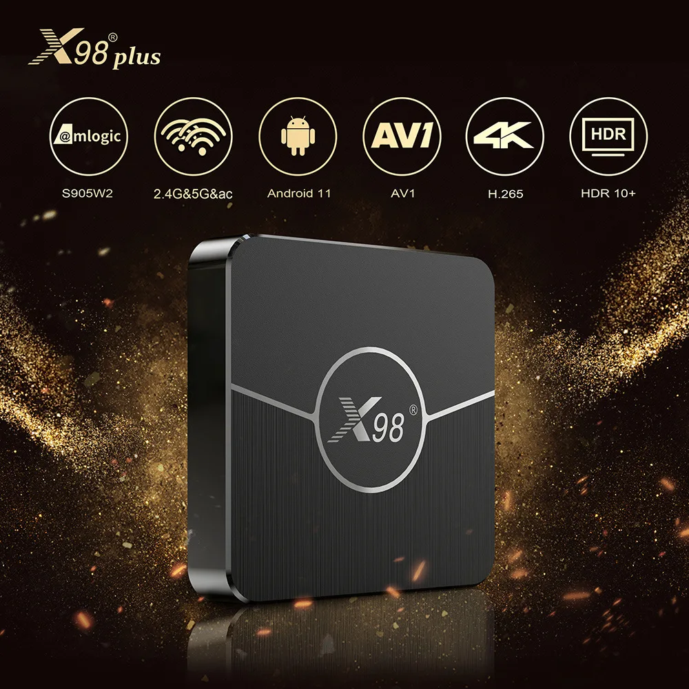 X98 Plus Amlogic S905W2 أندرويد 11 مربع التلفزيون الذكية رباعية النواة 2.4G & 5.8G المزدوج واي فاي 4k AV1 100M تعيين مشغل وسائط تي في بوكس 4GB 64GB جديد