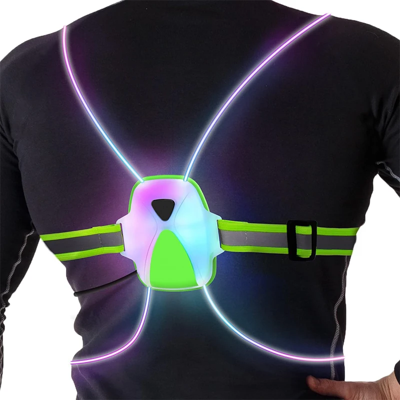 GlaStrap avec éclairage, coulée de sport à LED, haut précieux, charge de type C, course à pied en plein air réglable, sécurité du site sportif