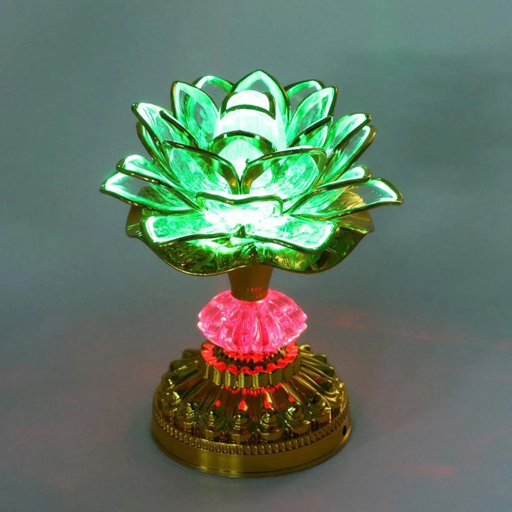 

LED Lotus Lamp Color Changing Buddha Hall Light Ornament Home Decoration Durable Premium Plastic Creative Design Chanting
