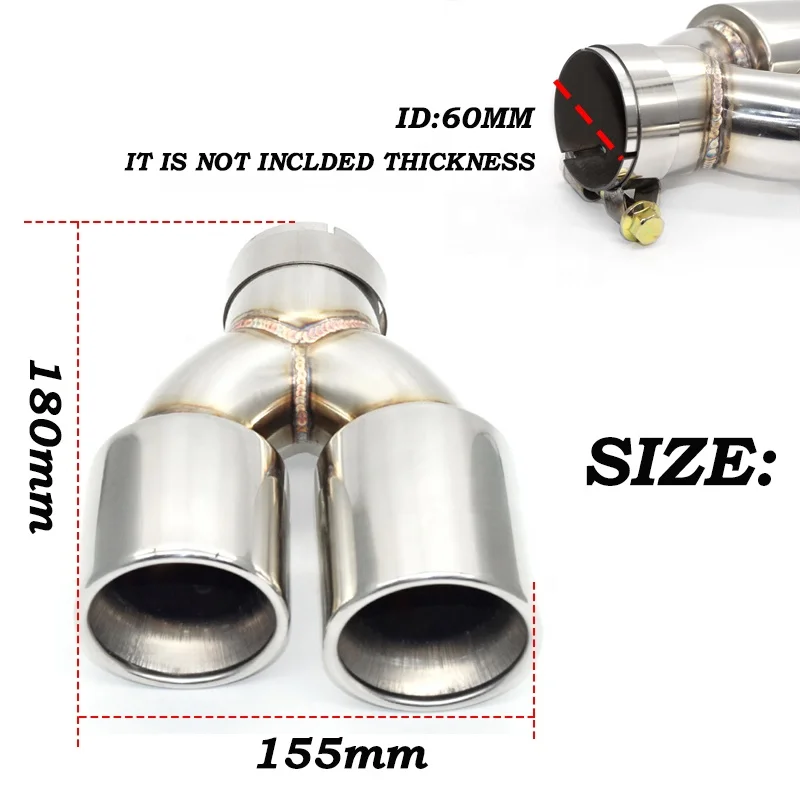 SYDautourists-Silencieux en acier inoxydable 304, tuyau d'accès, tuyau d'échappement de voiture, buse d'entrée BWM 60mm, BMW E90