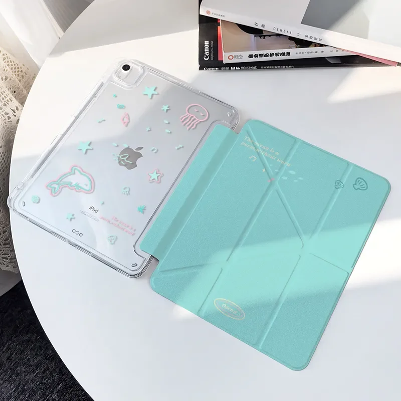 

Чехол-подставка Korea Dolphin Blue Sea для iPad Pro 11 13 M2 M4 M3 10.2 5/6/7/8/9/10/11 поколений, Mini 6 7, Air 3 4 5 6