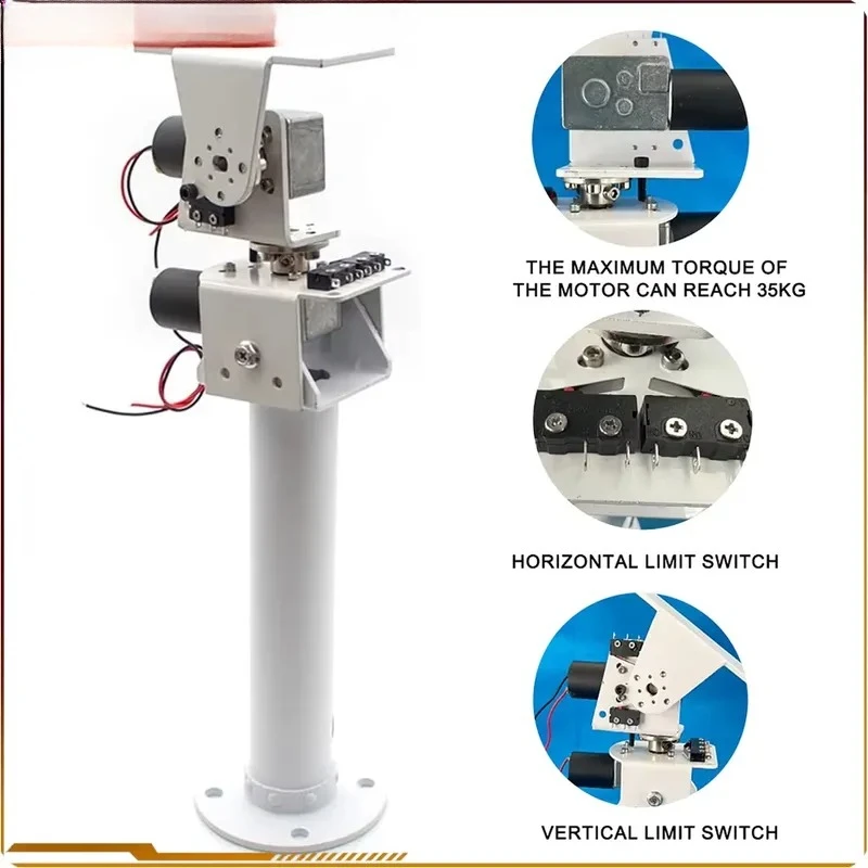 DIY DC Dual Axis Pan Tilt Solar Tracking and Monitoring Heavy Load High Torque All Metal X Axis Y Axis Worm Gear Motor
