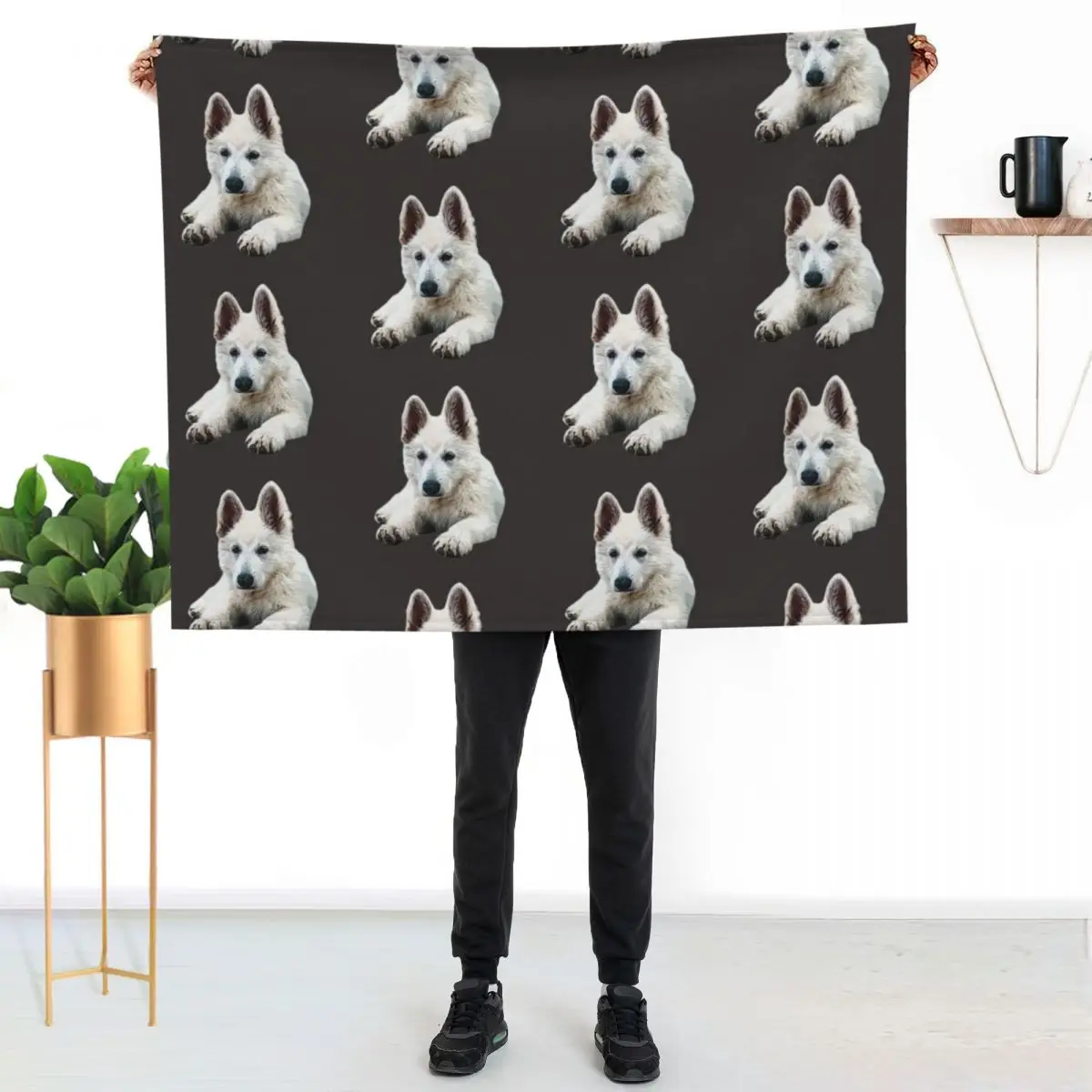 White Swiss Shepherd Puppy Dog Cute Throw Blanket Fashion Sofas Furry wednesday Blankets For Sofas Hairys Blankets