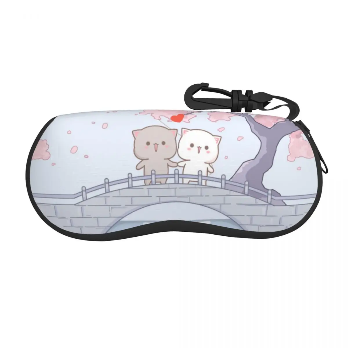 Custom Romantic Peach And Goma Mochi Cat Shell Eyeglasses Case Women Men Cool Glasses Case Sunglasses Box Pouch