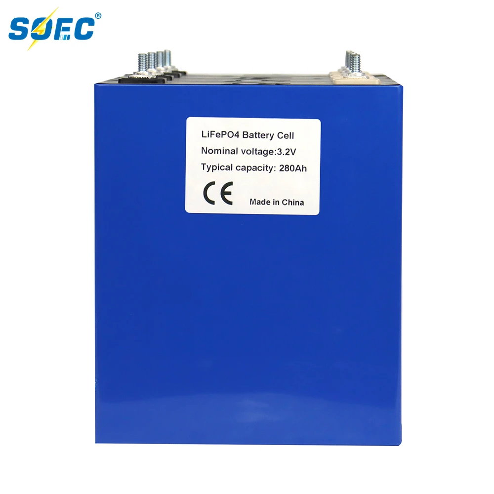 EU SOEC 280AH Lithium Iiron Phosphate Battery 3.2V 280Ah Lifepo4 Cell Solar Prismatic Cell for DIY 12V 24V 48V  Off-grid System