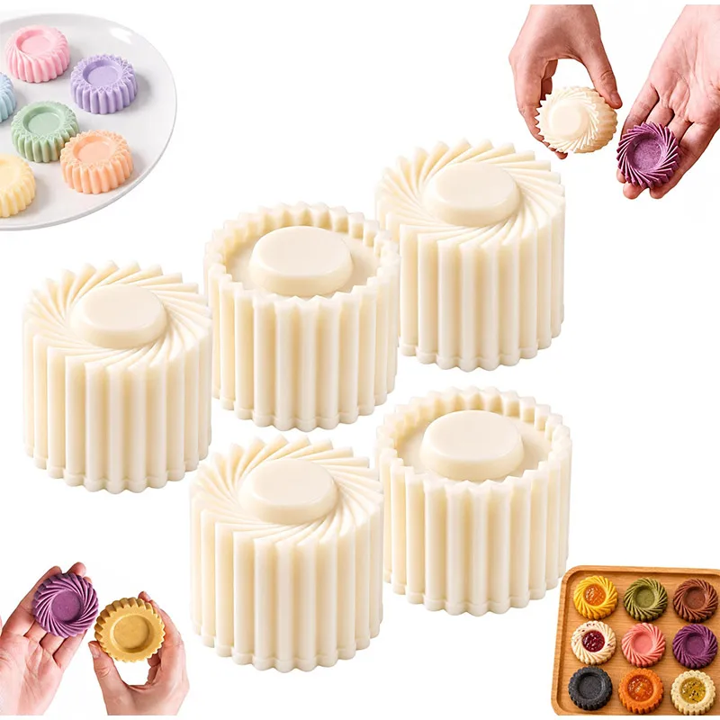 Creative Double Ended Pastry Mold 1-12PCS Sunflower Patterned Round Mooncake Mold Food Contact ABS Material Daily Baking Supply