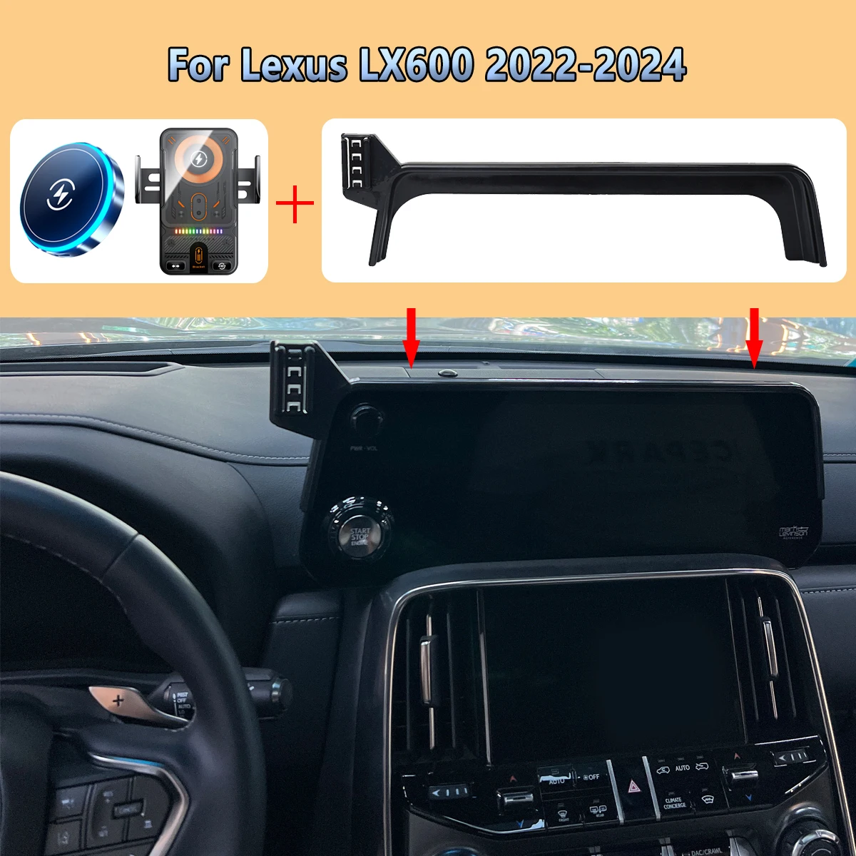 

Car Phone Screen Holder For Lexus LX600 LX 600 2022 2023 2024 Magnetic 15W Wireless Charging Fixed Display panel Car phone Mount