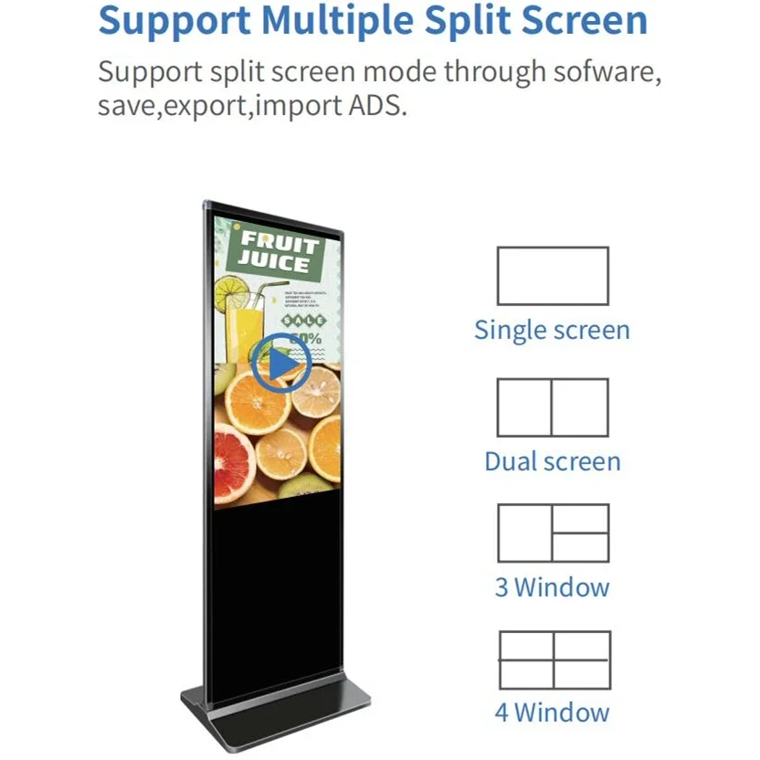 49 55 inch Android Indoor totem Floor Stand lcd Interactive kiosk touch screen digital signage Display Advertising player