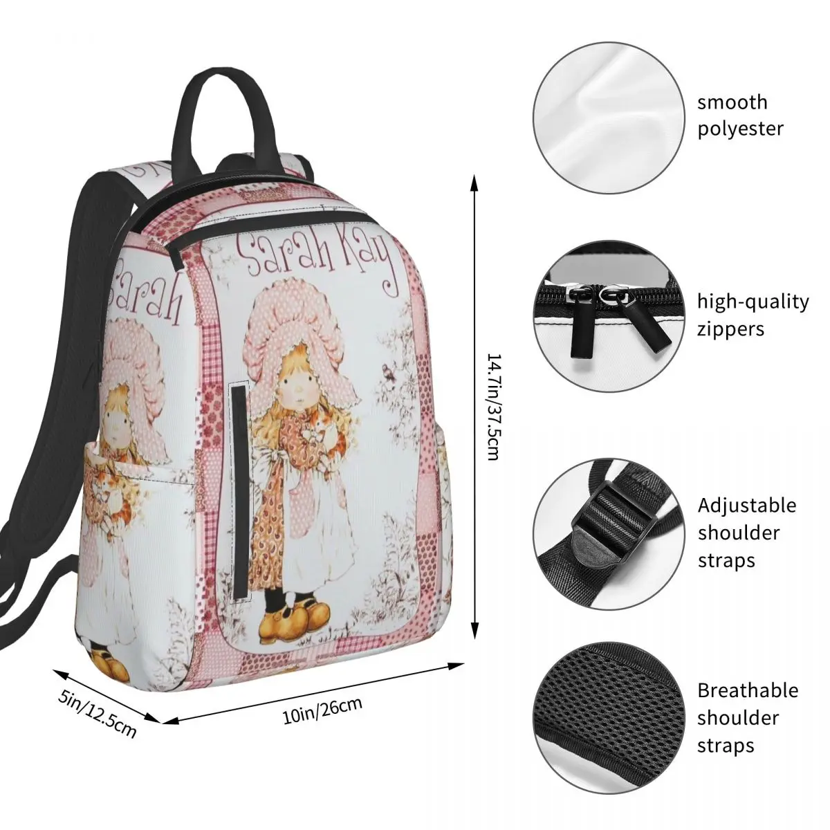 Sarah Kay Kitten Knitted Backpack Student BookBag Boys Girls School Bag Computer Shoulder Bags Men Women