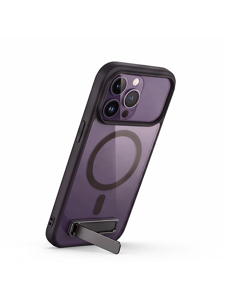 Przezroczyste, czarne etui magnetyczne z funkcją podstawki do iPhone 18, 17, 11, 13, 14, 16, 15 Pro Max, 12 Mini – etui zapobiegające żółknięciu. — zdjęcie produktu 7