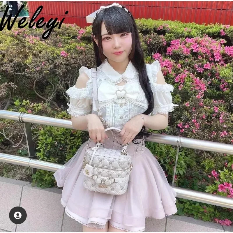 Super Nice Mine Style Lolita White Shirt Women Japanese Cute Mass Produced Half Sleeve Off The Shoulder Big Bow Camisas E Blusas