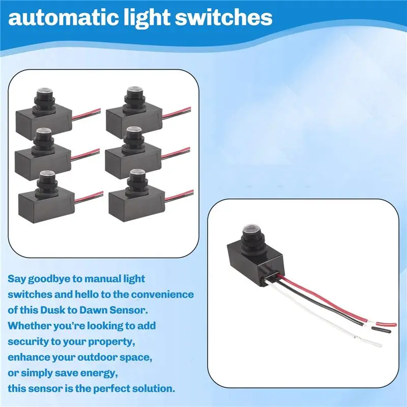 ABMI-12 Packs Dusk To Dawn Sensor For Outdoor Lighting 120-277V Photoelectric Switch Photocell Light Sensor,
