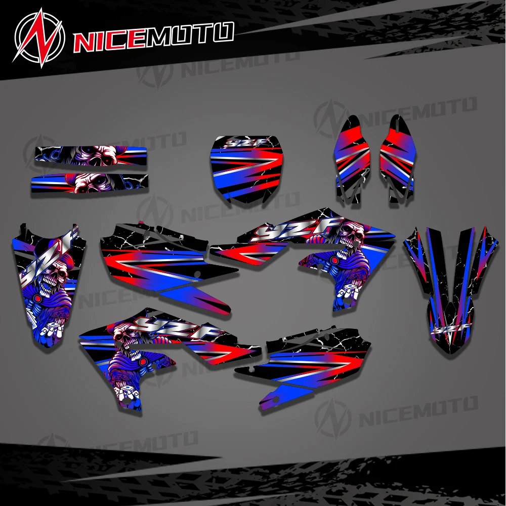 

Для Yamaha YZ450F YZF450 2018-2021 2022 YZ250F YZF250 2019 2020 2021 2022 2023 мотоциклетные графические наклейки набор наклеек на заказ