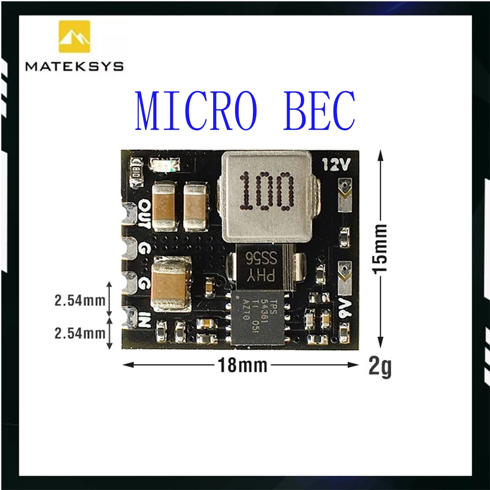 MATEK MICRO BEC 6-60V TO 5V/9V/12V-ADJ 18*15mm for RC Model Airplane Helicopter FPV Racing Drones DIY Parts