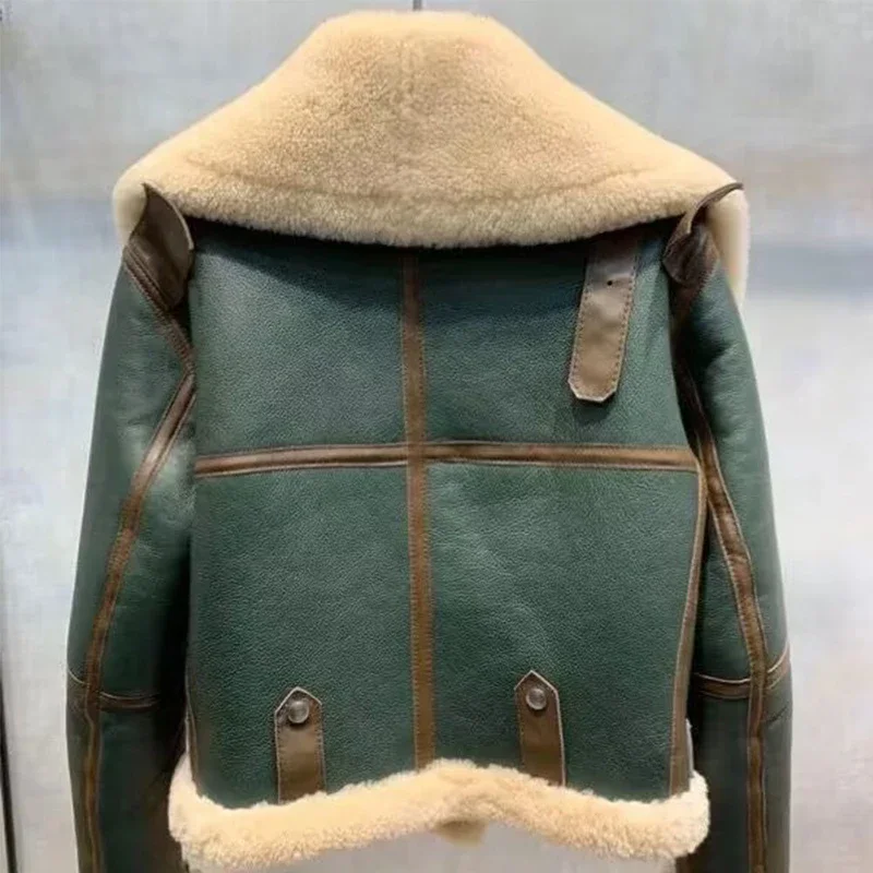 Fashion Green short Jacket Winter Warm Suede Fake Fur Lining Women Coat New 2024 Korean Thick Winter Jacket Female Warm Overcoat