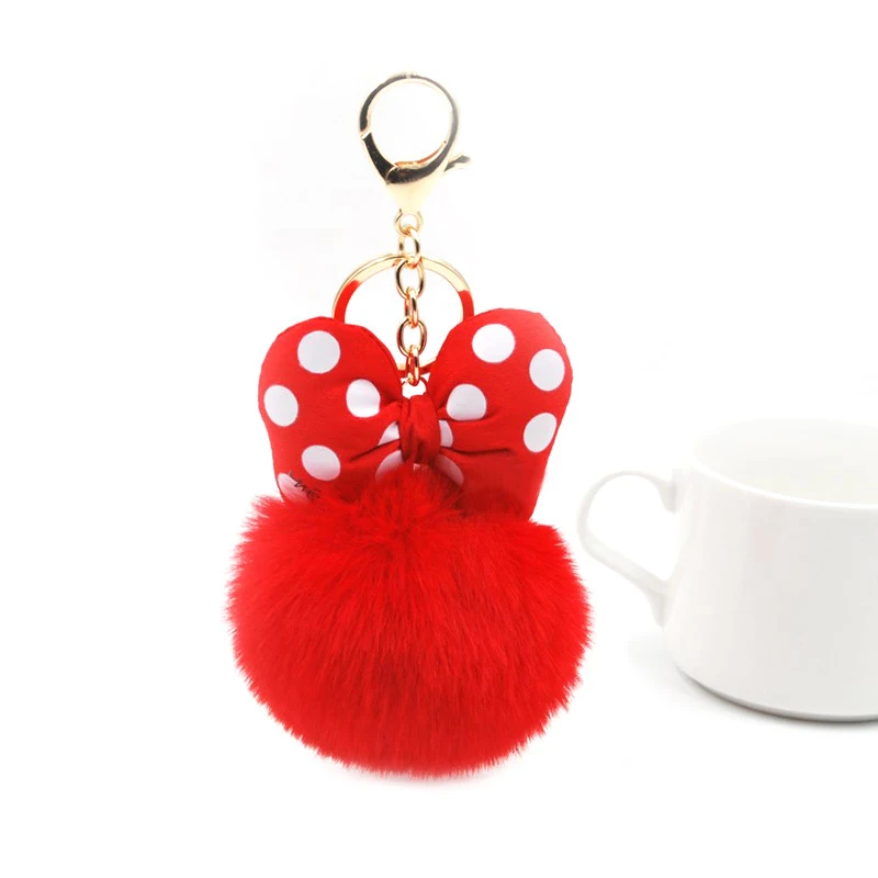 Cute Girls Fluffy Fur Pompon Unicorn Keychain Women Rabbit Fur Ball Pom Pom Horse Key Chain On Bag Car Trinket Female Party Gift