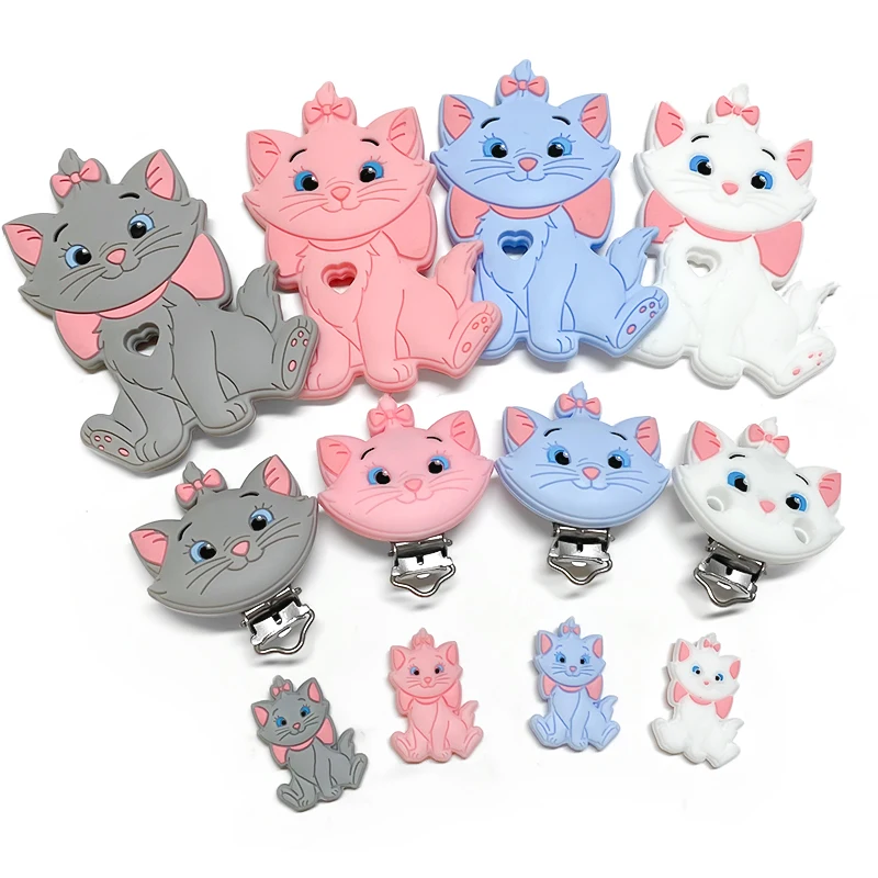 

1/3/10pcs Disney Silicone Marie Cat Silicone Pacifier clip Molar Bead DIY Pacifier Chain Jewelry Accessories