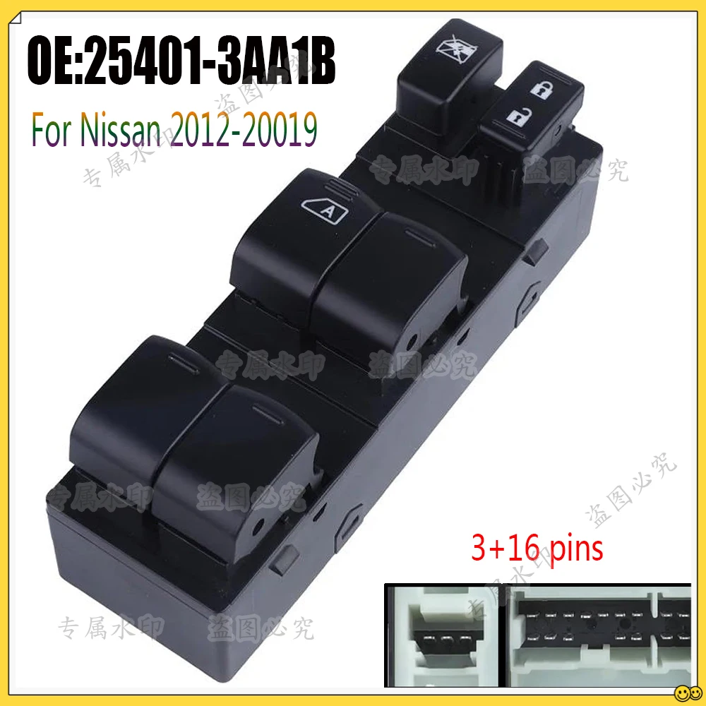 

Front Left Electric Power Master Window Switch Lifter Control Button Parts for Nissan Versa 2012-2019 Car Accessories 254013AA1B