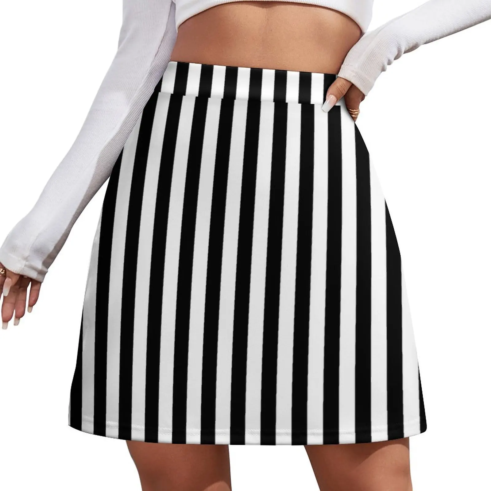 Slimming Black White Striped Mini Skirt fashion Women's summer skirt Womens dresses