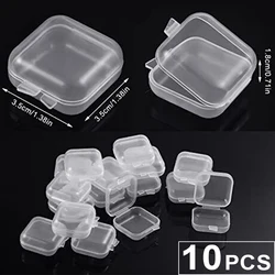 Caja cuadrada de plástico transparente para guardar cuentas y pendientes, Mini caja de almacenamiento con tapa, embalaje, cajas pequeñas, estuche organizador de joyas