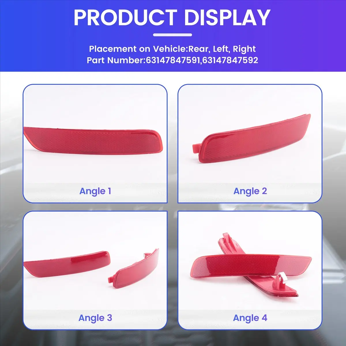 #64H (Red)1Pair Car Rear Bumper Reflector Light Trim for BMW X5 F15 2012-2016,Automotive Parts & Accessories