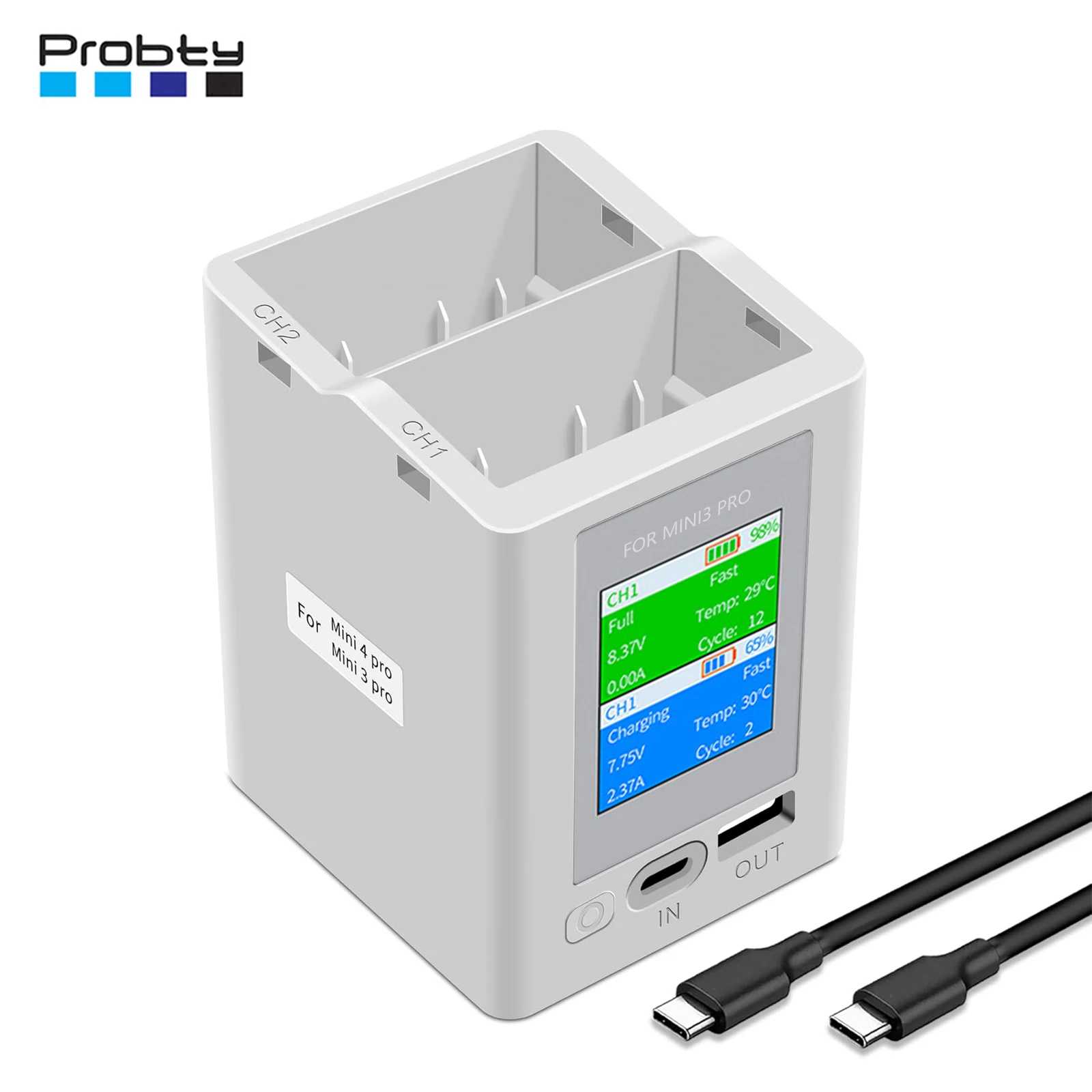 Probty Charger Hub For DJI Mini 4 Pro Drone Battery Charging Butler for DJI Mini 3 /3Pro Drone Charger Accessories
