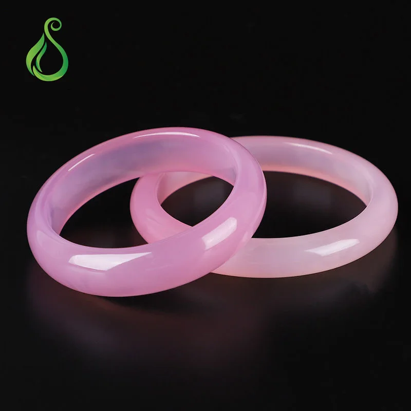 

Peach Blossom Powder Brazilian Ice Flower Hibiscus Jade Bracelet Pink Chalcedony Agate Bracelet Beauty Bracelet