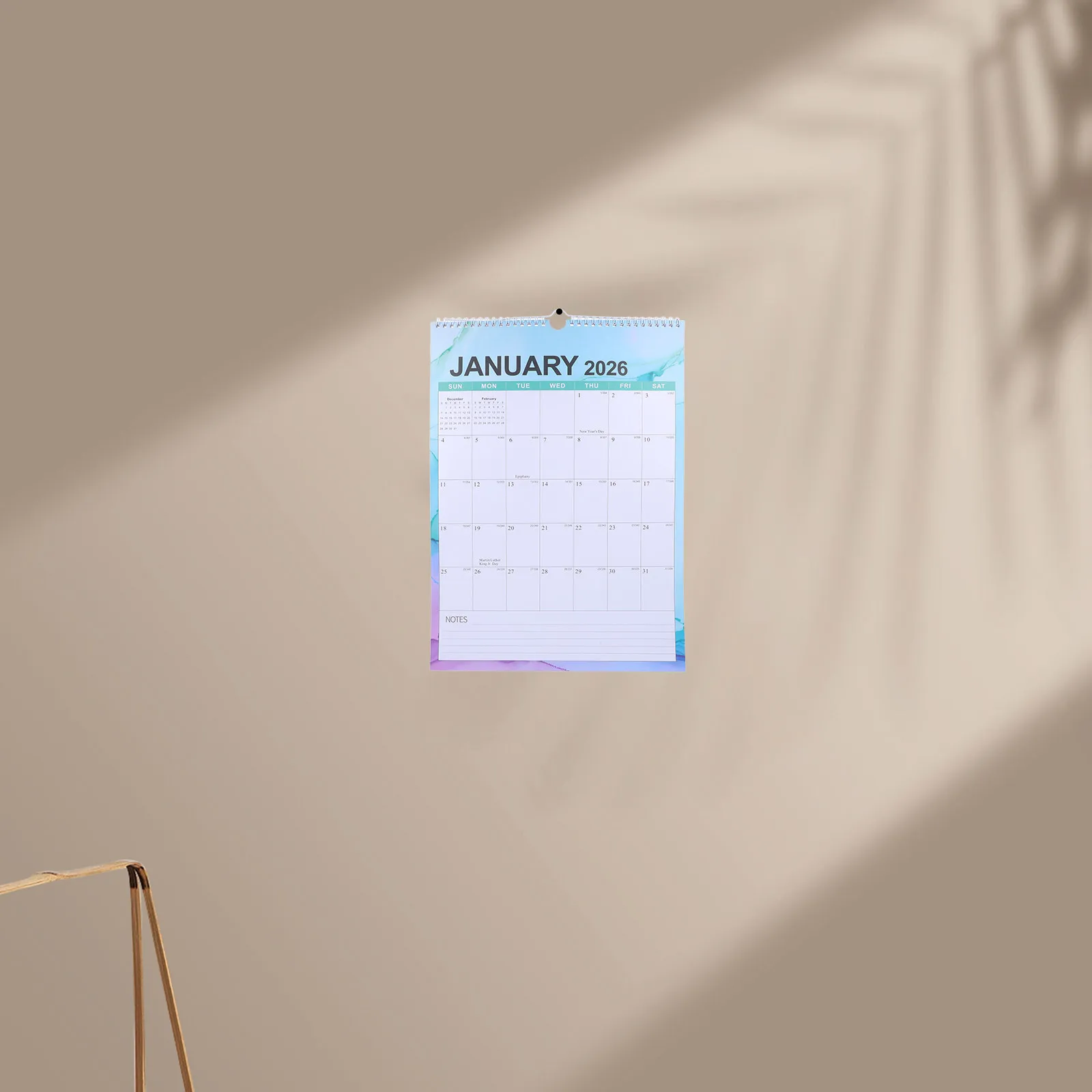 

18-Month Wall Calendar 2025-2026 July To December International Holidays Twin-Wire Binding Large Font Minimalist Design For Home