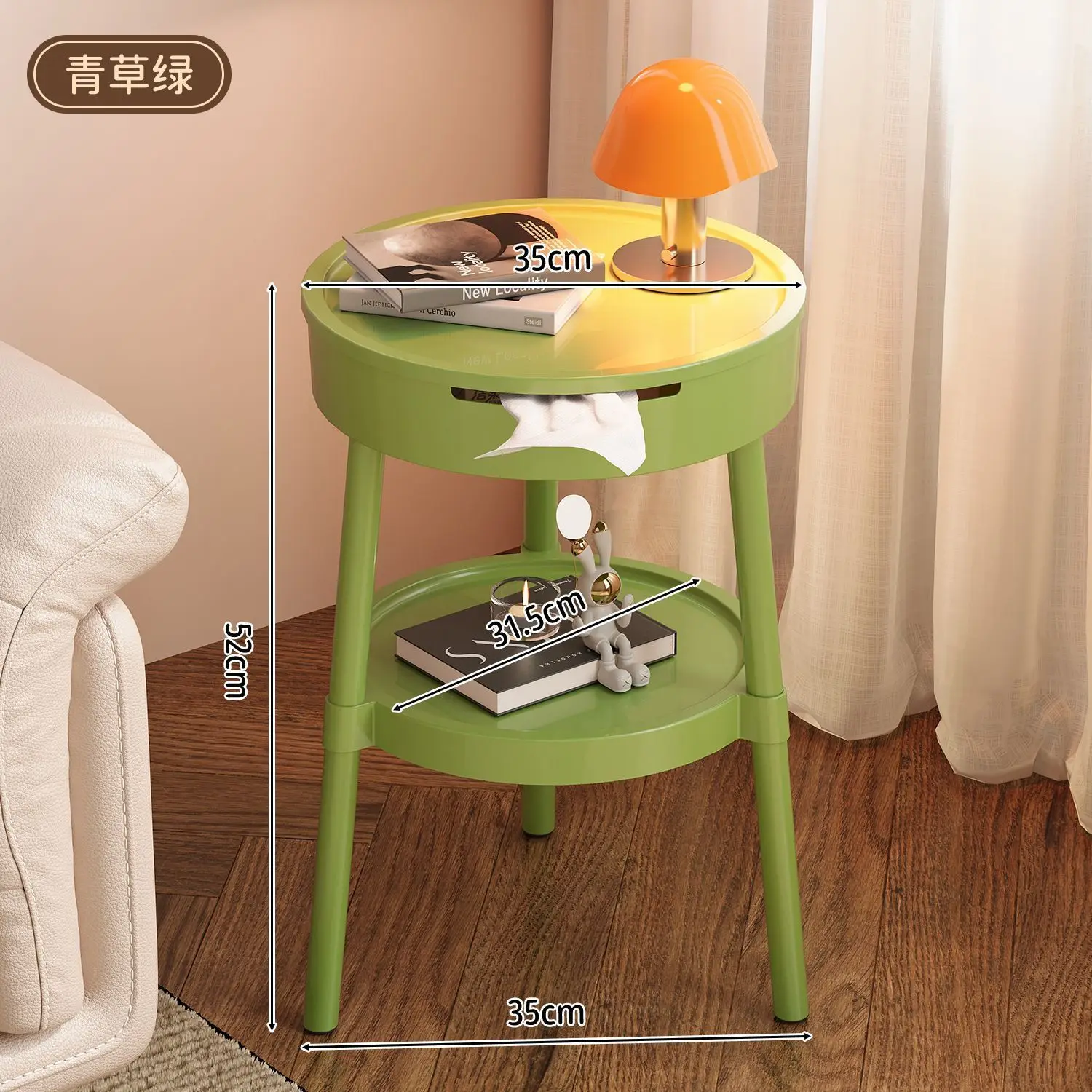 Portable Round Multi-tier Camping Table with Storage, Small Picnic Outdoor Tea Table