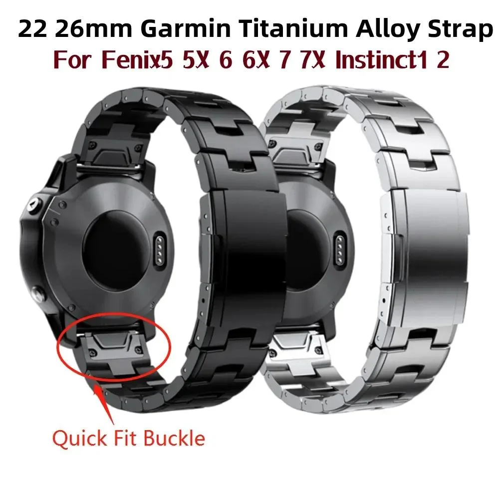 Titanium Alloy Quick Fit สร้อยข้อมือสําหรับ Garmin 22mm 26mm Fenix 7X 6X 7 6 Descent MK1 MK2 Epix Gen 2 สายรัดข้อมืออุปกรณ์เสริม