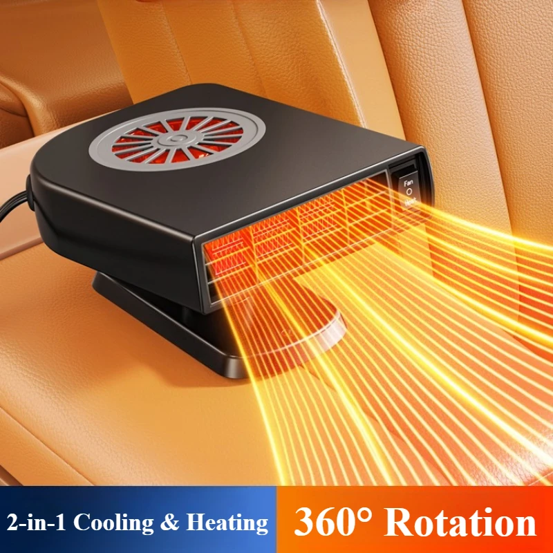 Hipacool 2-in-1 Car Cooling & Heater Fan 12V 150W Car Air Heater Fan Winter Windshield Defogger Defroster Heating 360°Rotation