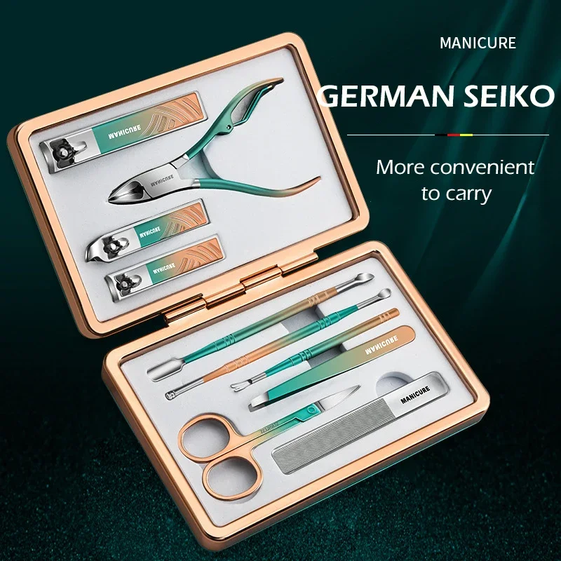 12PCS Gradient Manicure Set Stainless Steel Nail Clipper Scissors Cuticle Nipper Kit Professional High Quality Nail Tools Home