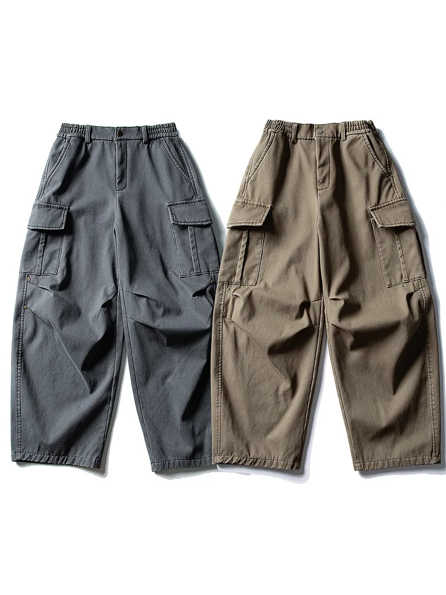 

Retro American Sle Thiened Fce Lined Waed Casual Pants ex Warm Workwear Trousers Cotton Fabric Loose Fit mid Waist