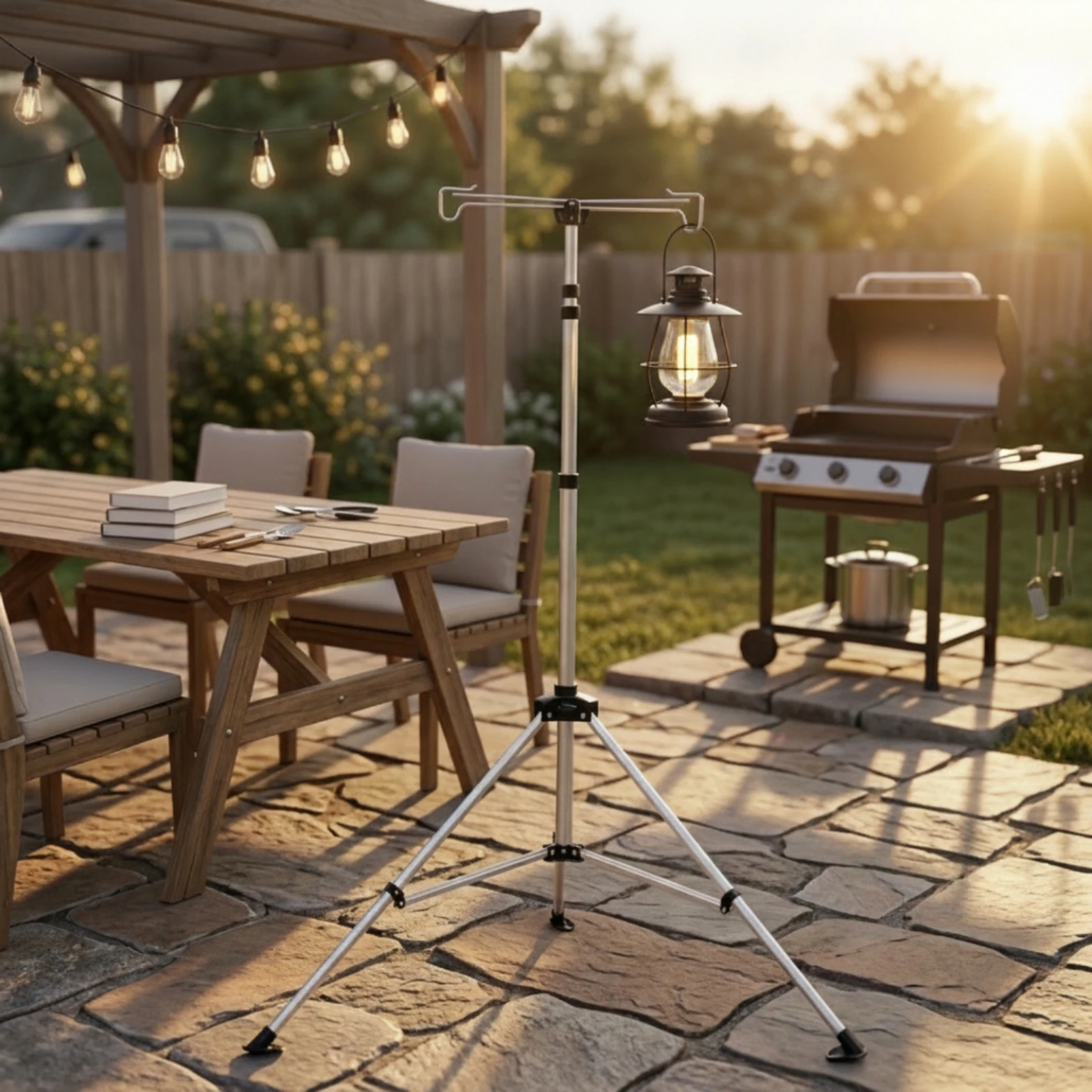 Camping Lantern Stand with Tripod Foldable Camping Lantern Stand Collapsible Retractable for Campers, Backyard, Patio