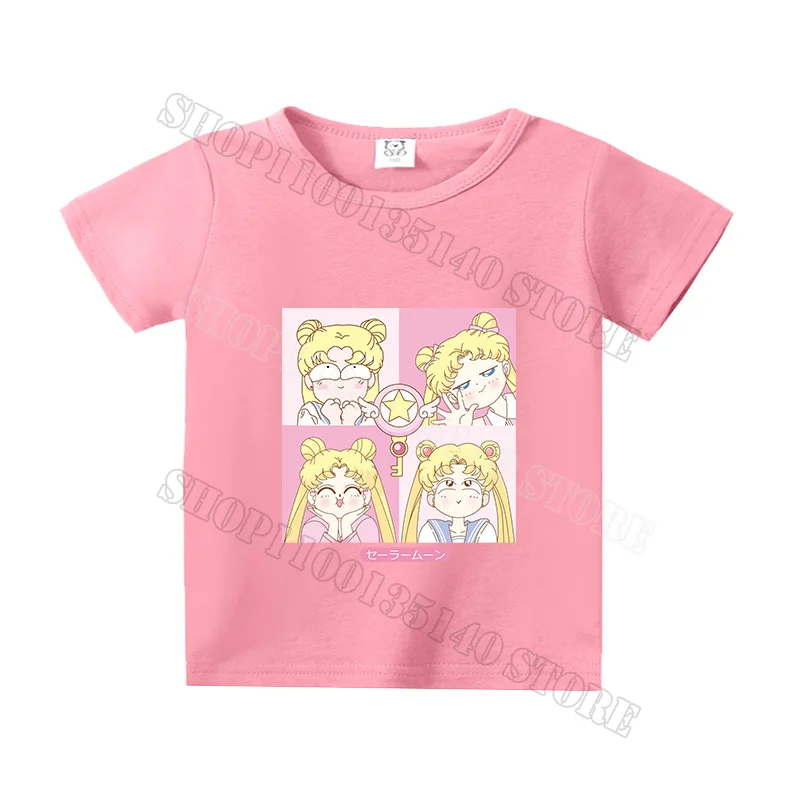 Sailor Moon T-shirt for Children Colorful Tee Short-sleeve Shirt Tops Cotton Cute Cartoon Print Soft T-shirts Kids Girl Boy Gift - view 5