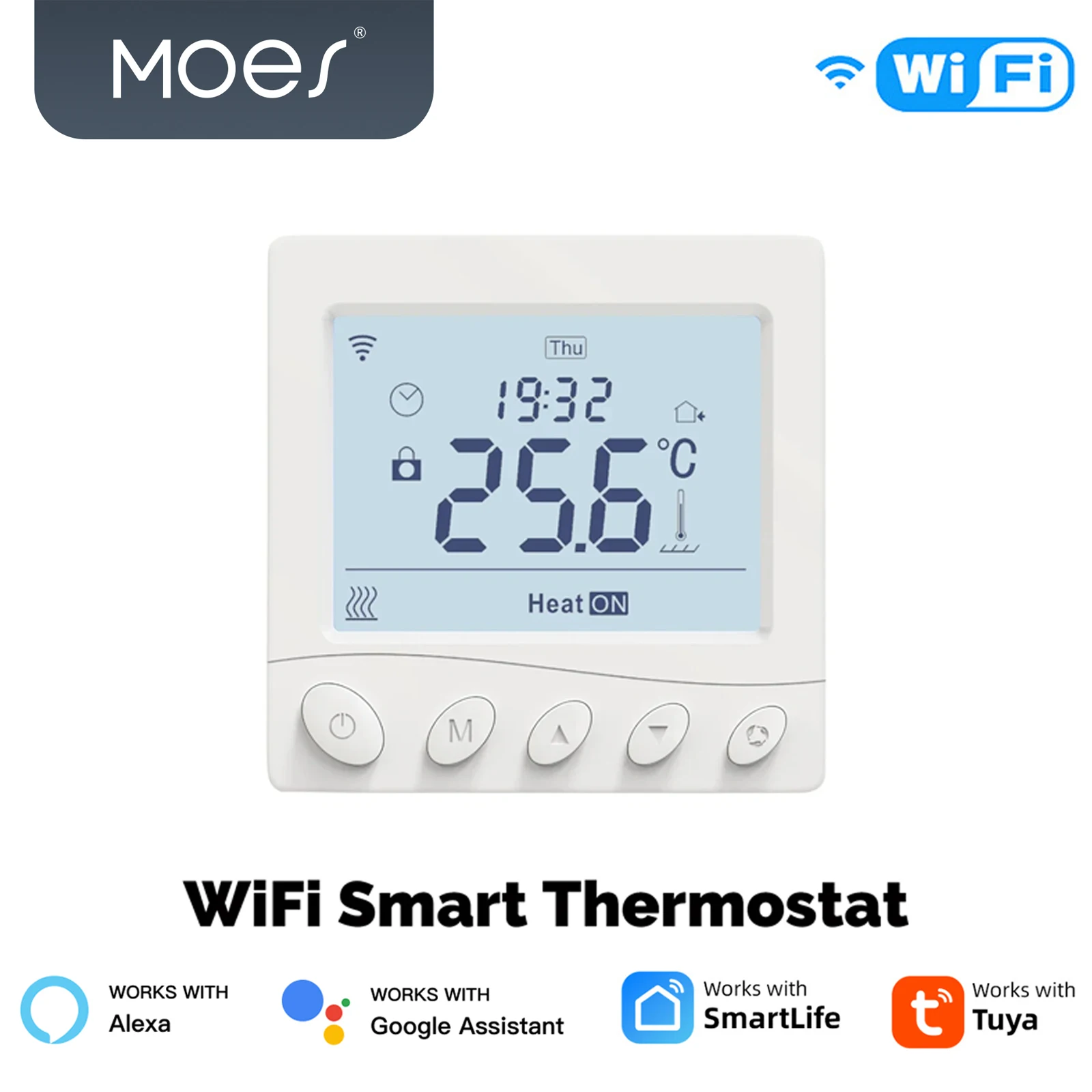 

MOES Tuya умный Wi-Fi термостат регулятор температуры водяной/электрический подогрев пола газовый котел управление приложением для Alexa Google Home