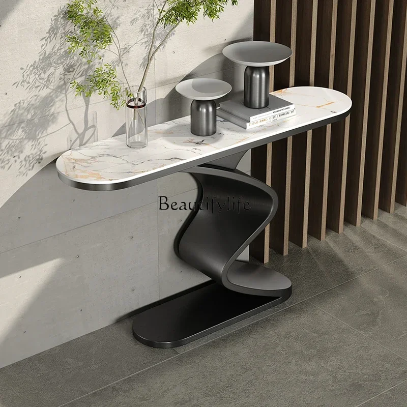 01Italian light luxury walnut solid wood porch cabinet