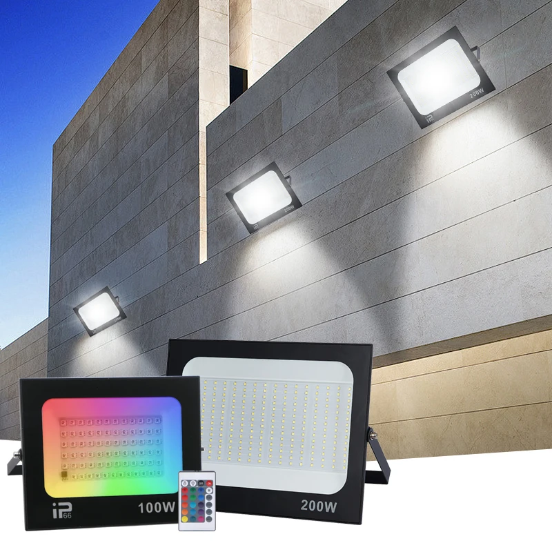 100W 150W LED Flood Light Spotlight RGB LED Floodlight Outdoor Lighting Waterproof Wall Garage Gym Landscape Lighting AC220V